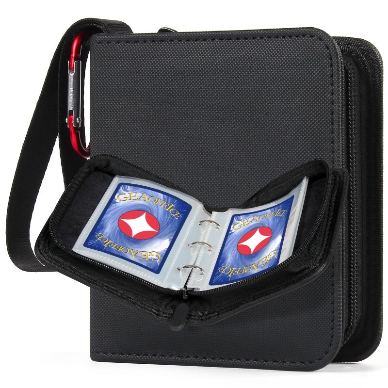 GEAoffice Small 1 Pocket Trading Card Binder  80 Pockets Mini Card Album Book with 40 Removable Sleeves  80 Top Loading Pockets Binder for TCG  MTG  Black - Image 1